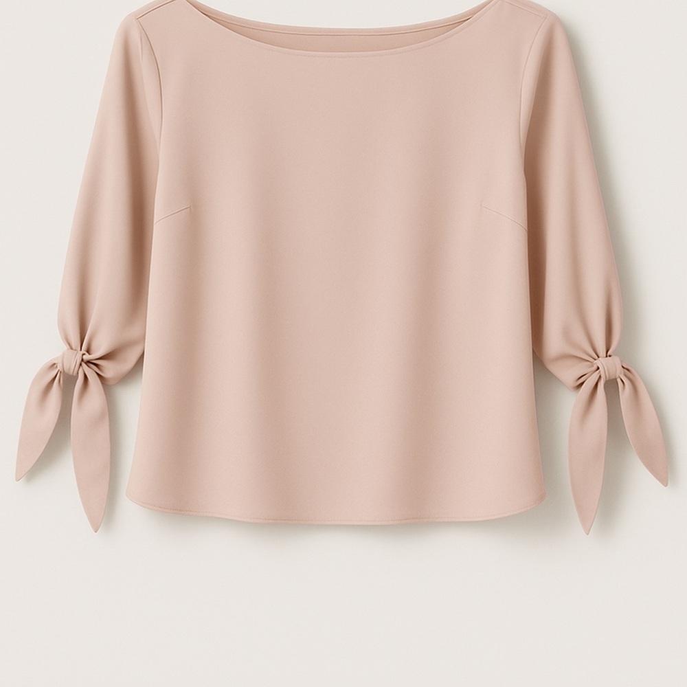 Ann Taylor Factory Blush Pink Tie-Sleeve Blouse